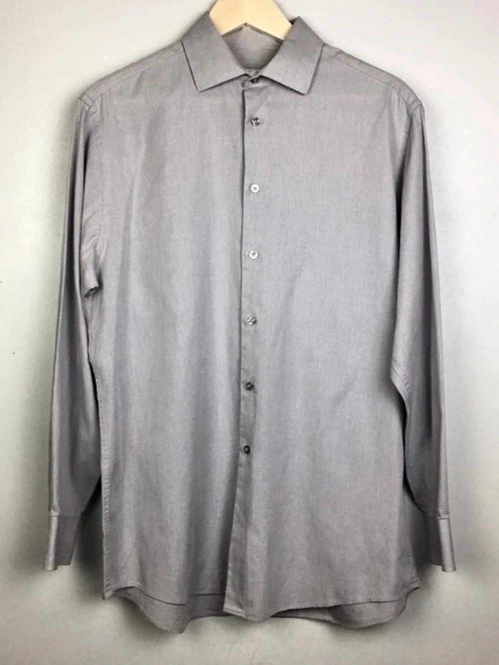 Calvin Klein Men's 15.5 Pima Cotton Gray Button Down Long Sleeve Shirt